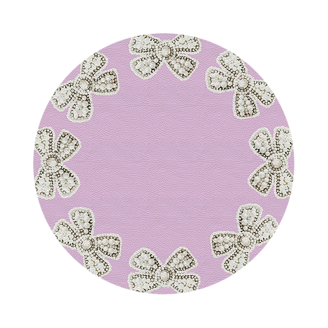 Pearl Bow Lilac 16&quot; Round Pebble Placemat Set of 4 - nicolettemayer.com