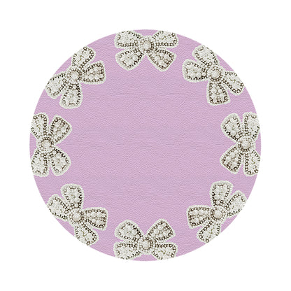 Pearl Bow Lilac 16&quot; Round Pebble Placemats, Set of 4 - nicolettemayer.com
