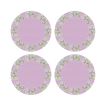 Pearl Bow Lilac 16&quot; Round Pebble Placemats, Set of 4 - nicolettemayer.com
