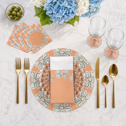 Pearl Bow Peach 16" Round Pebble Placemats, Set of 4 - nicolettemayer.com
