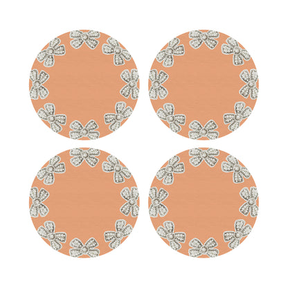 Pearl Bow Peach 16&quot; Round Pebble Placemats, Set of 4 - nicolettemayer.com
