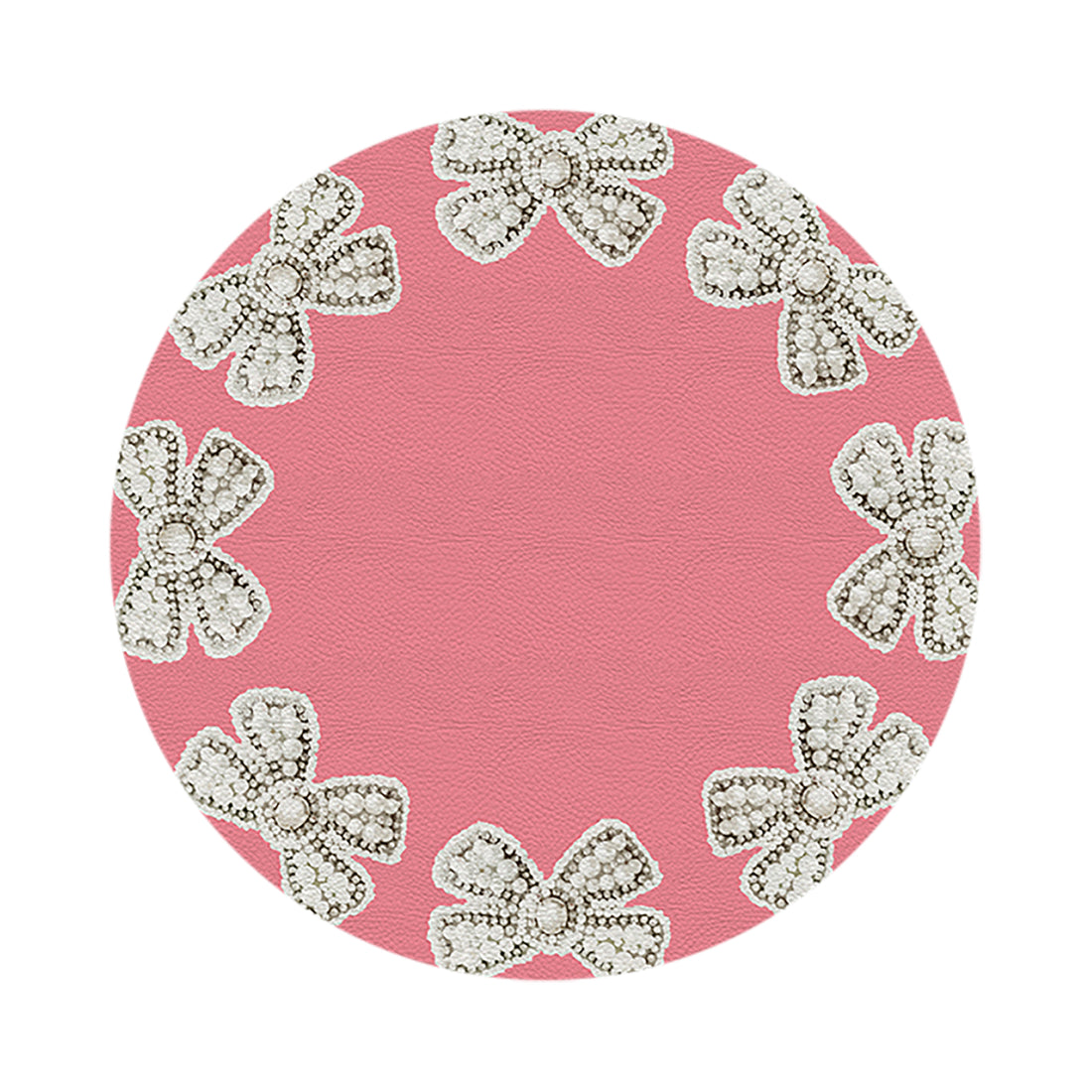 Pearl Bow Pink 16&quot; Round Pebble Placemat Set of 4 - nicolettemayer.com
