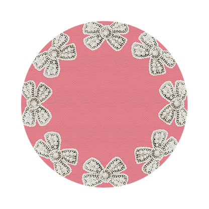 Pearl Bow Pink 16&quot; Round Pebble Placemats, Set of 4 - nicolettemayer.com
