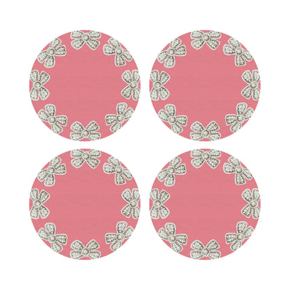 Pearl Bow Pink 16&quot; Round Pebble Placemats, Set of 4 - nicolettemayer.com

