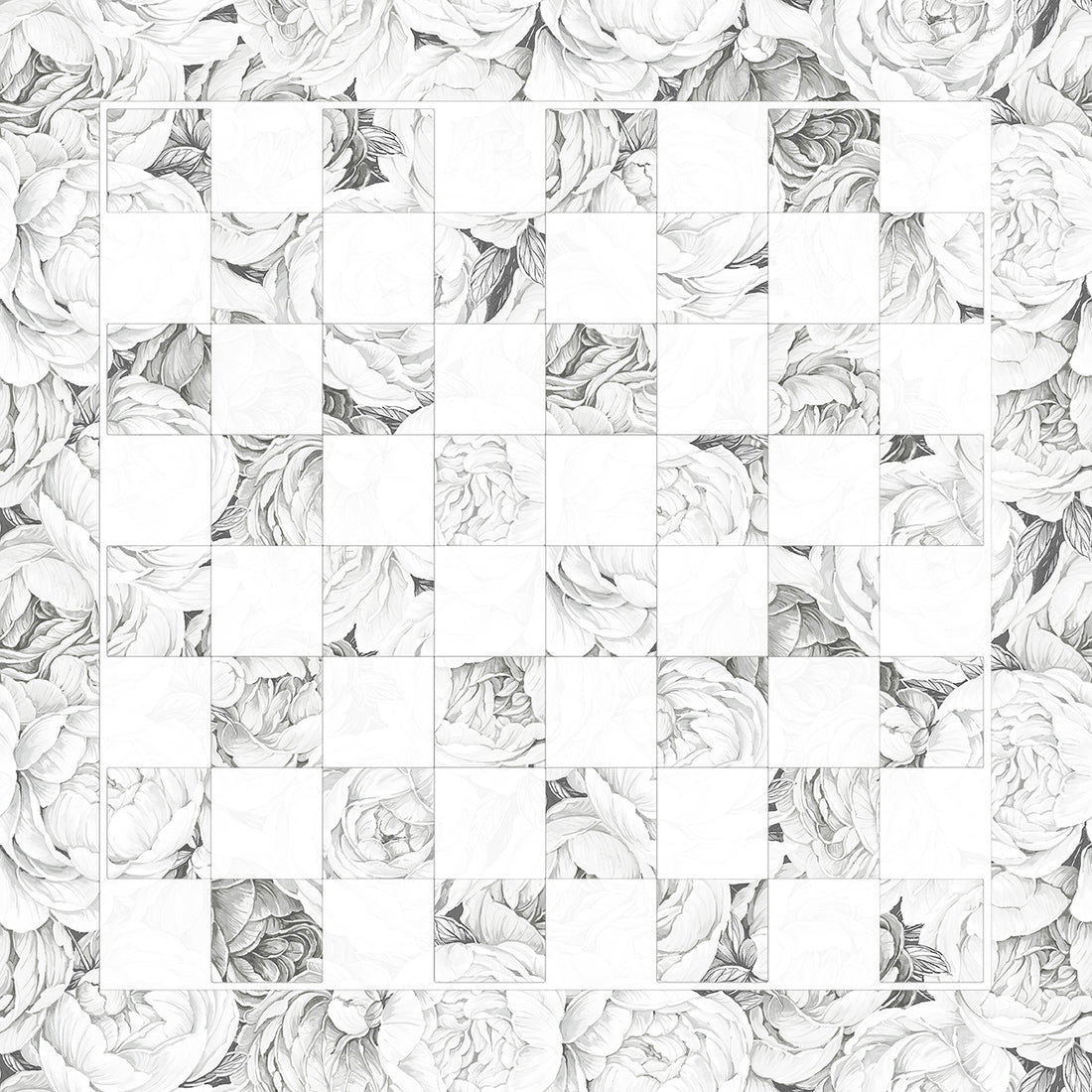 Peony Black White Acrylic Chess