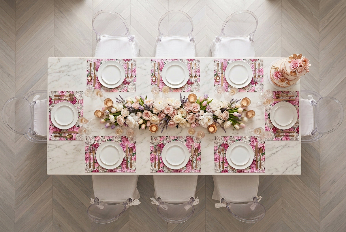 Set de table en papier original Peony Passion, lot de 24