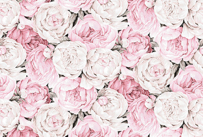 Peony Passion Soft Pink Paper Placemat Pad, One Set Of 24