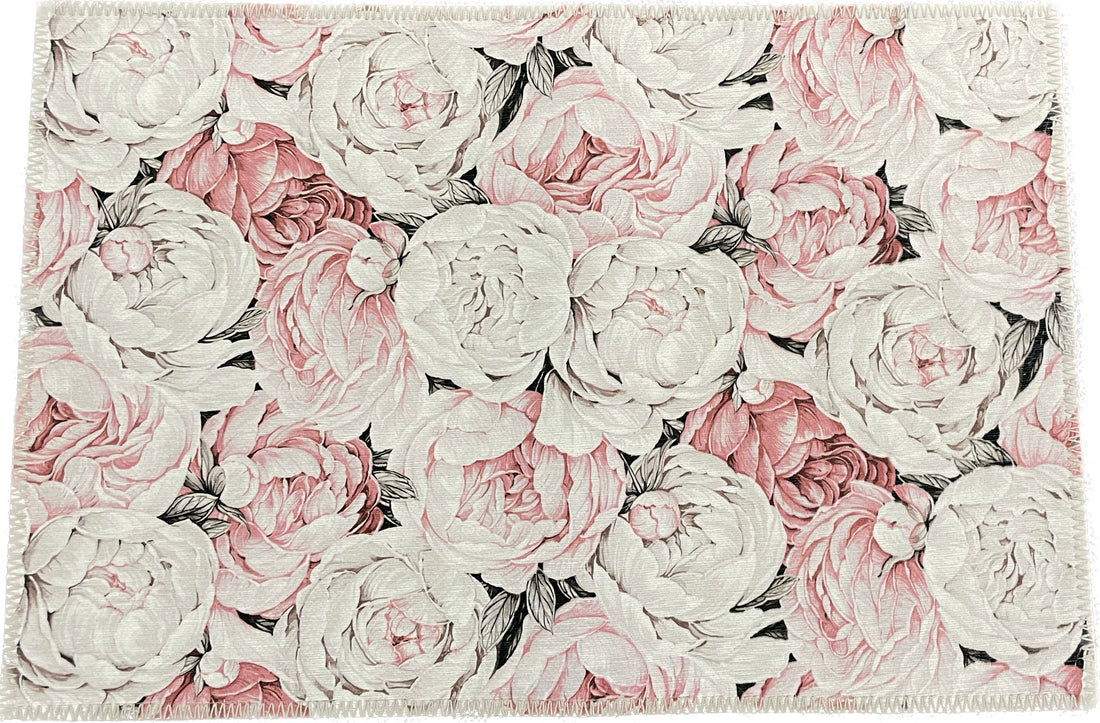 Peony Passion Soft Pink Chenille Washables Rug