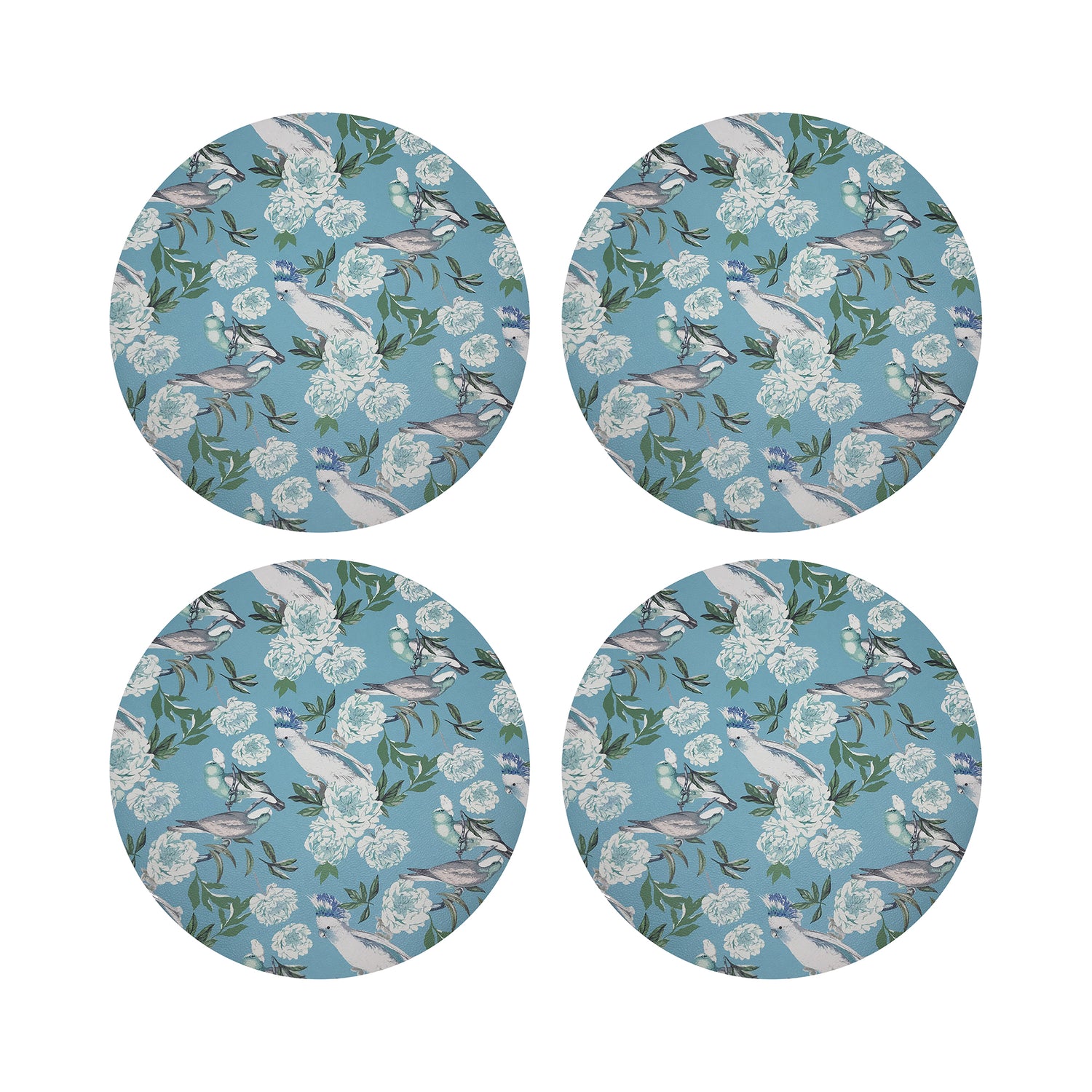 Peony Inspira Azur 16&quot; Round Pebble Placemats, Set of 4 - nicolettemayer.com
