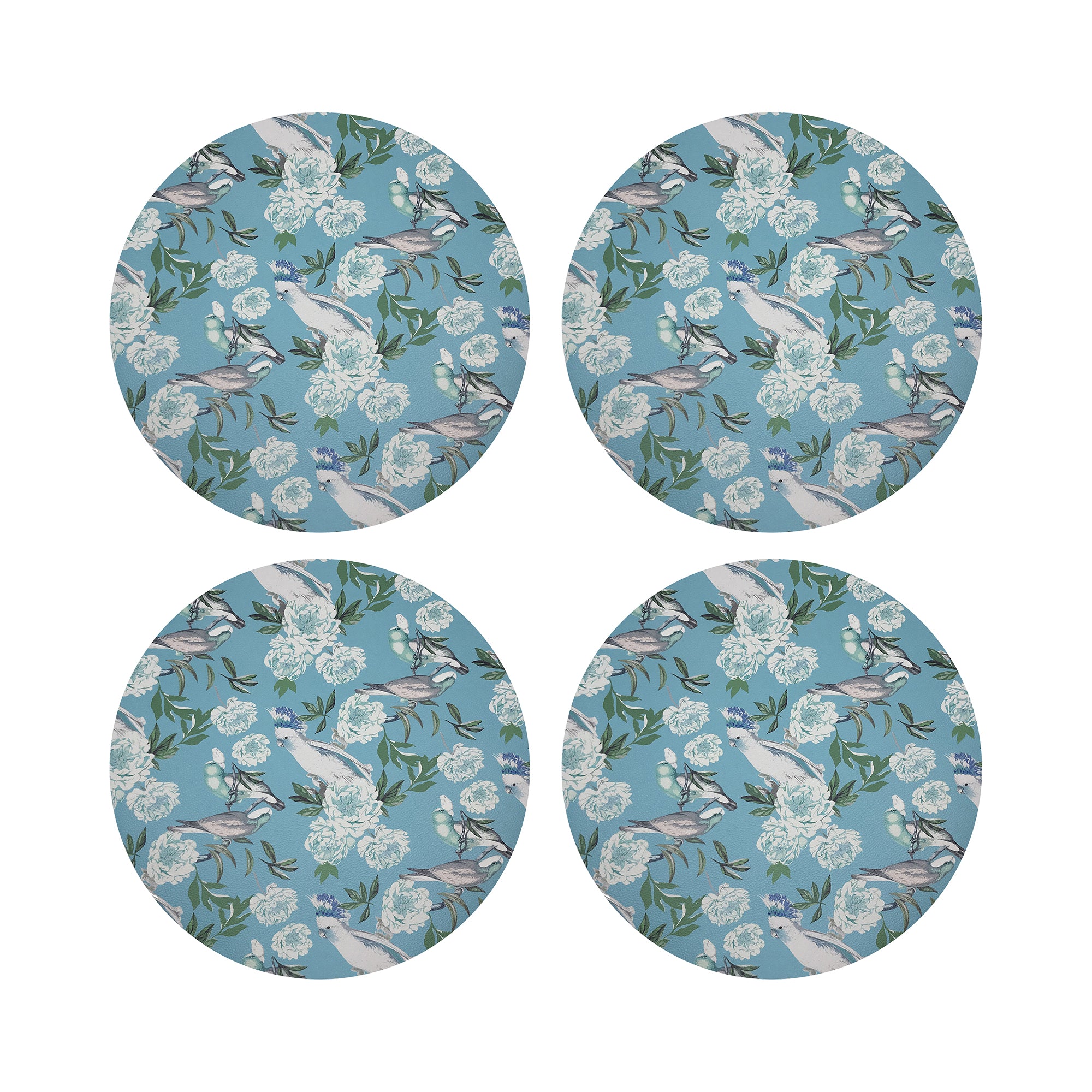 Peony Inspira Azur 16&quot; Round Pebble Placemats, Set of 4 - nicolettemayer.com

