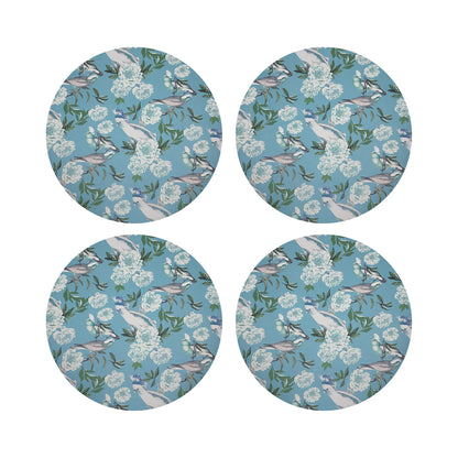 Peony Inspira Azur 16&quot; Round Pebble Placemats, Set of 4 - nicolettemayer.com
