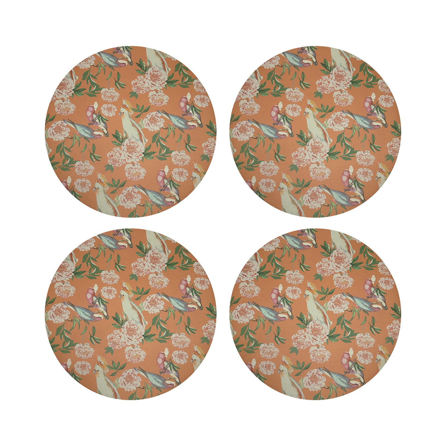 Peony Inspira Bellini 16&quot; Round Pebble Placemats, Set of 4 - nicolettemayer.com
