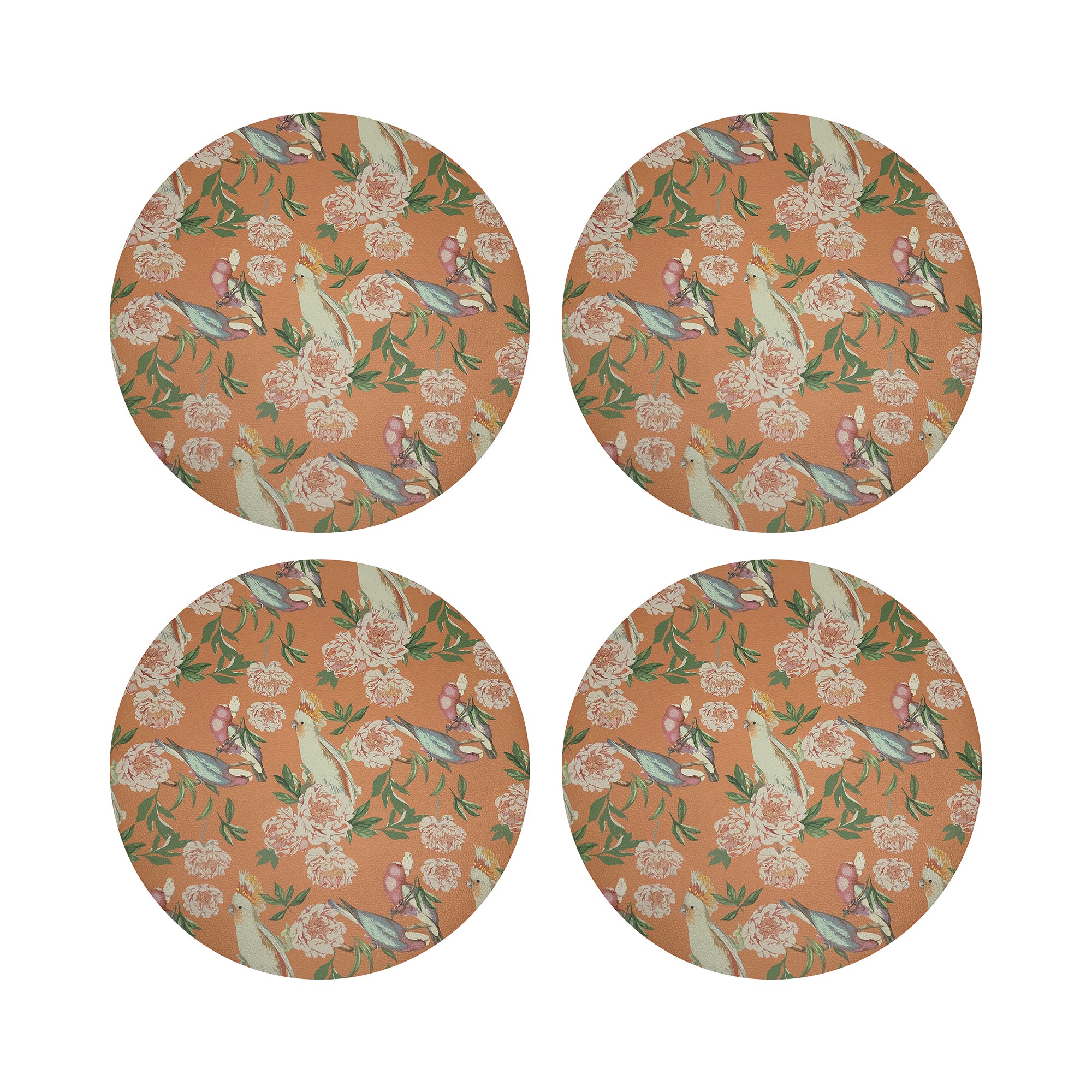 Peony Inspira Bellini 16&quot; Round Pebble Placemats, Set of 4 - nicolettemayer.com
