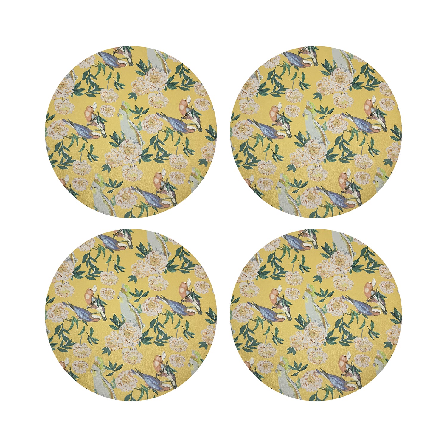Peony Inspira Goldenrod 16&quot; Round Pebble Placemats, Set of 4 - nicolettemayer.com
