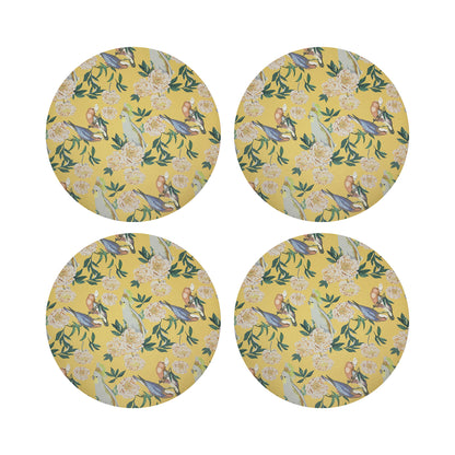 Peony Inspira Goldenrod 16&quot; Round Pebble Placemats, Set of 4 - nicolettemayer.com
