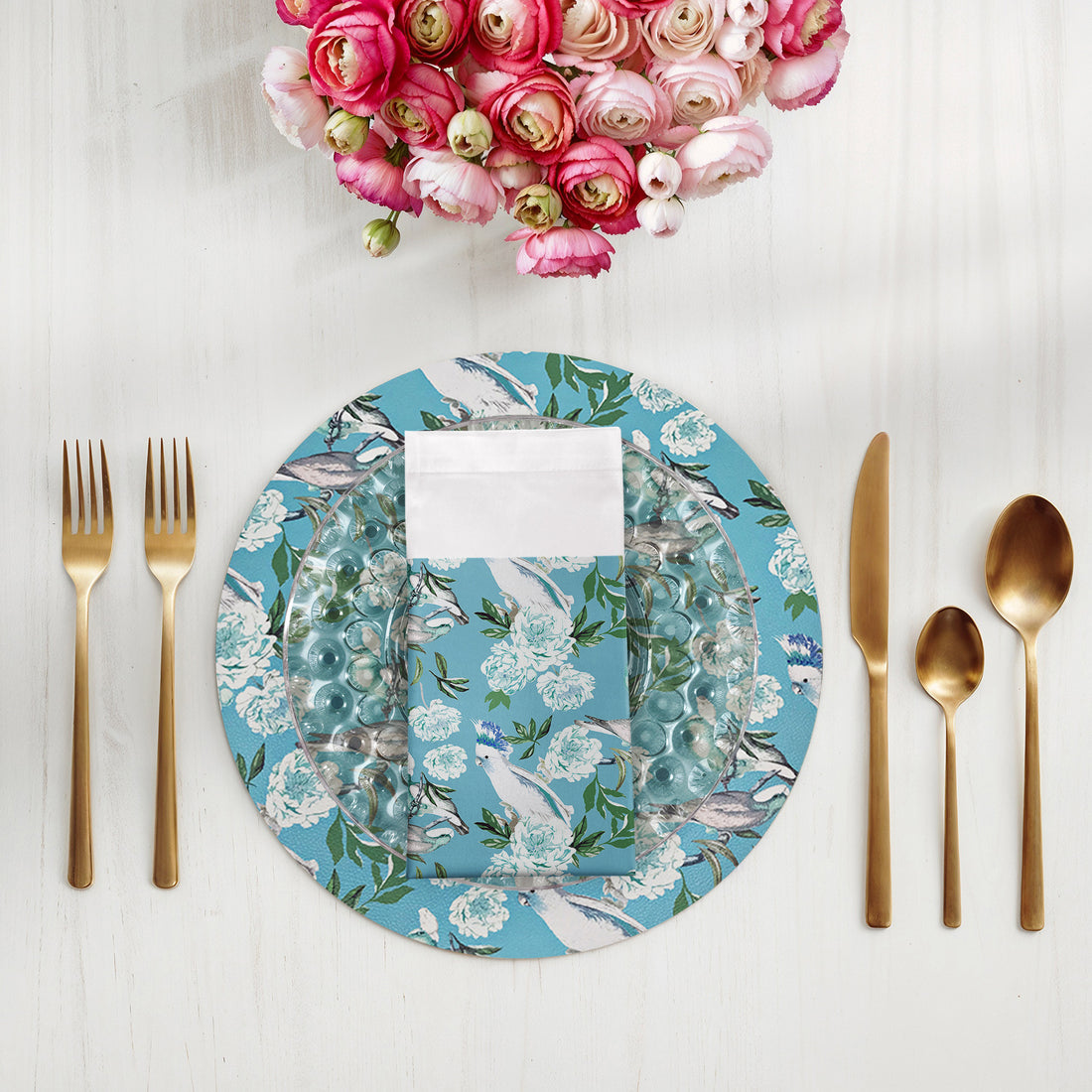 PEONY INSPIRA AZUR 22"X22" HEMSTITCH DINNER NAPKIN, SET OF 4 - nicolettemayer.com