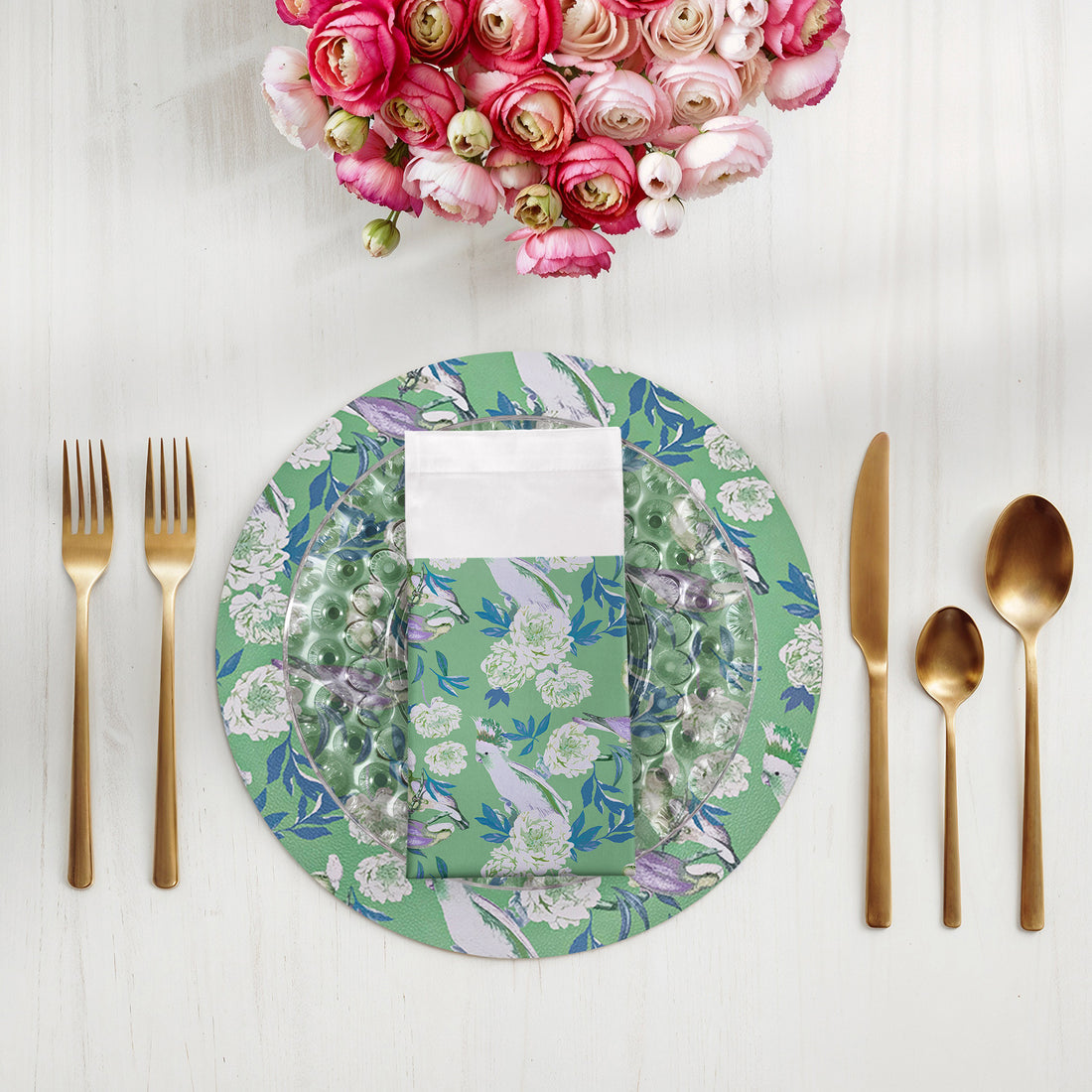 PEONY INSPIRA TROPICAL 22"X22" HEMSTITCH DINNER NAPKIN, SET OF 4 - nicolettemayer.com