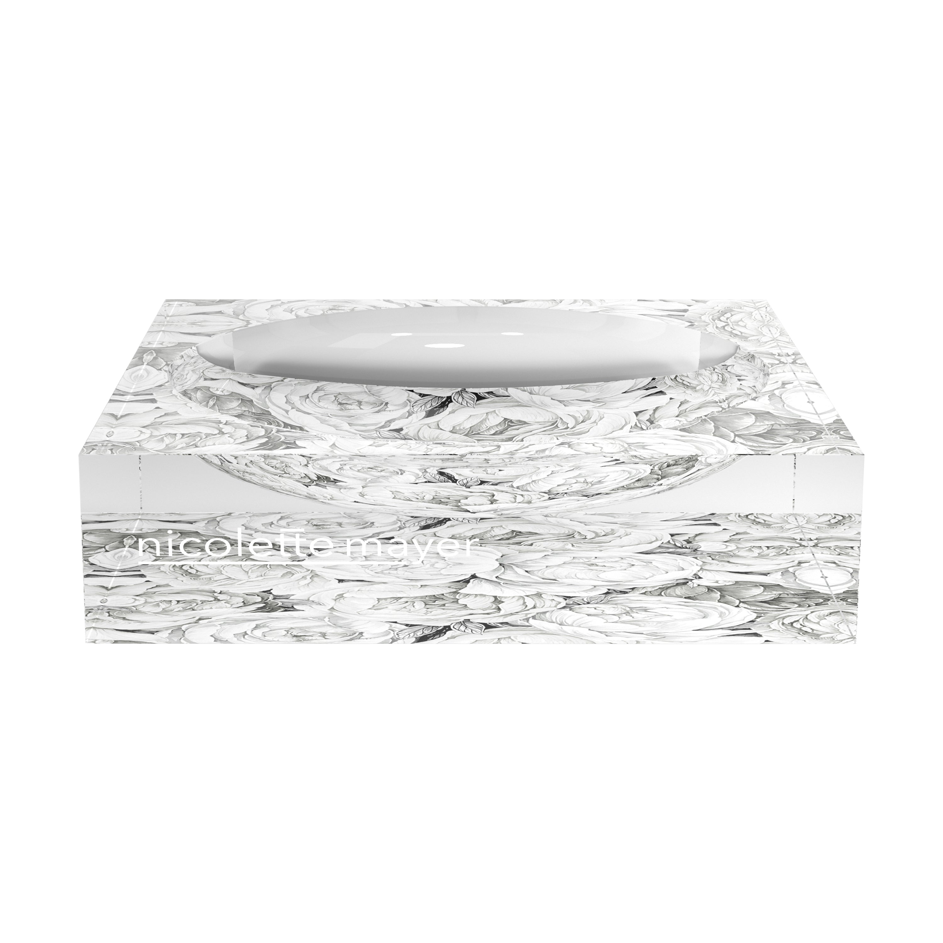 Peony Passion Black White Acrylic Candy Catchall Dish