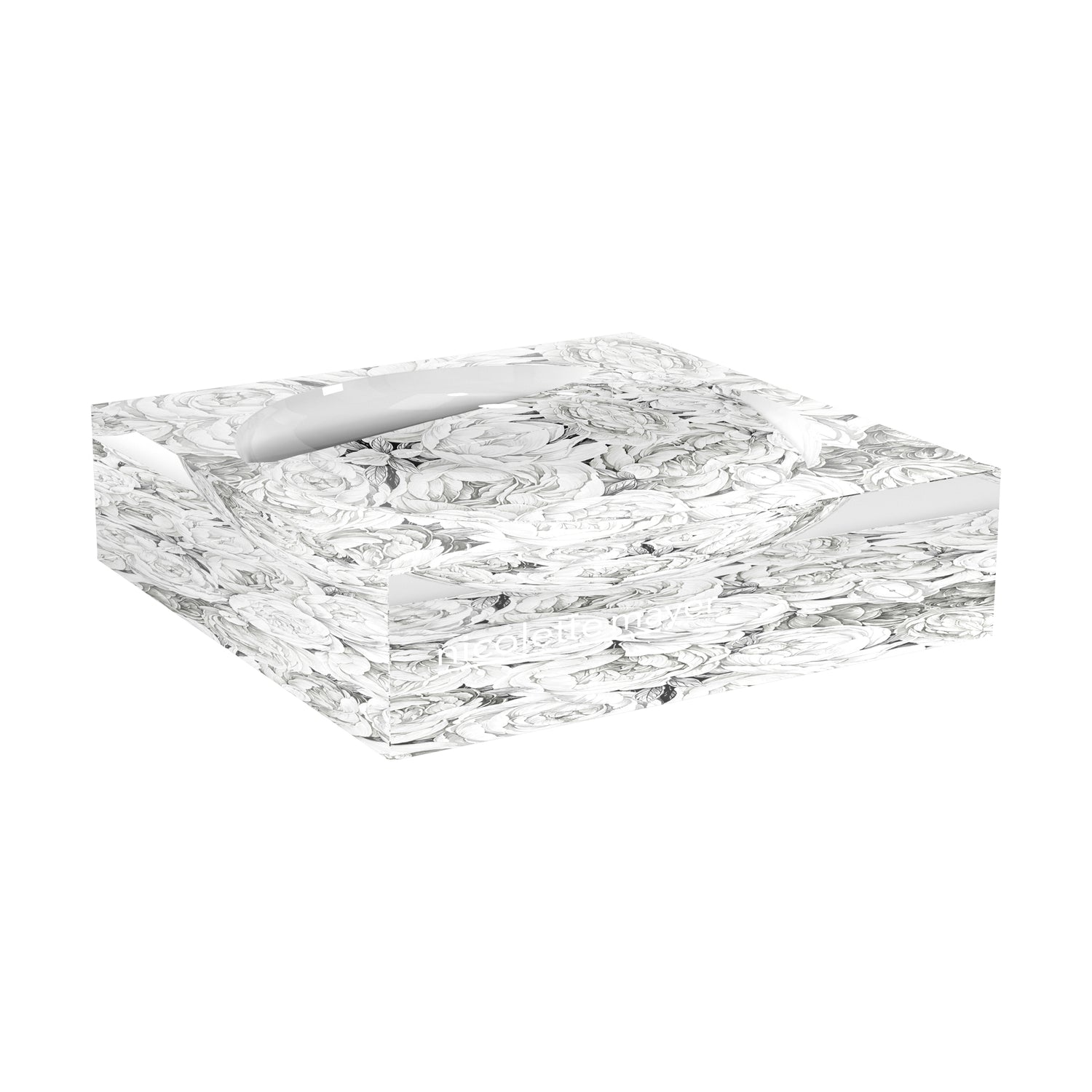 Peony Passion Black White Acrylic Candy Catchall Dish - nicolettemayer.com