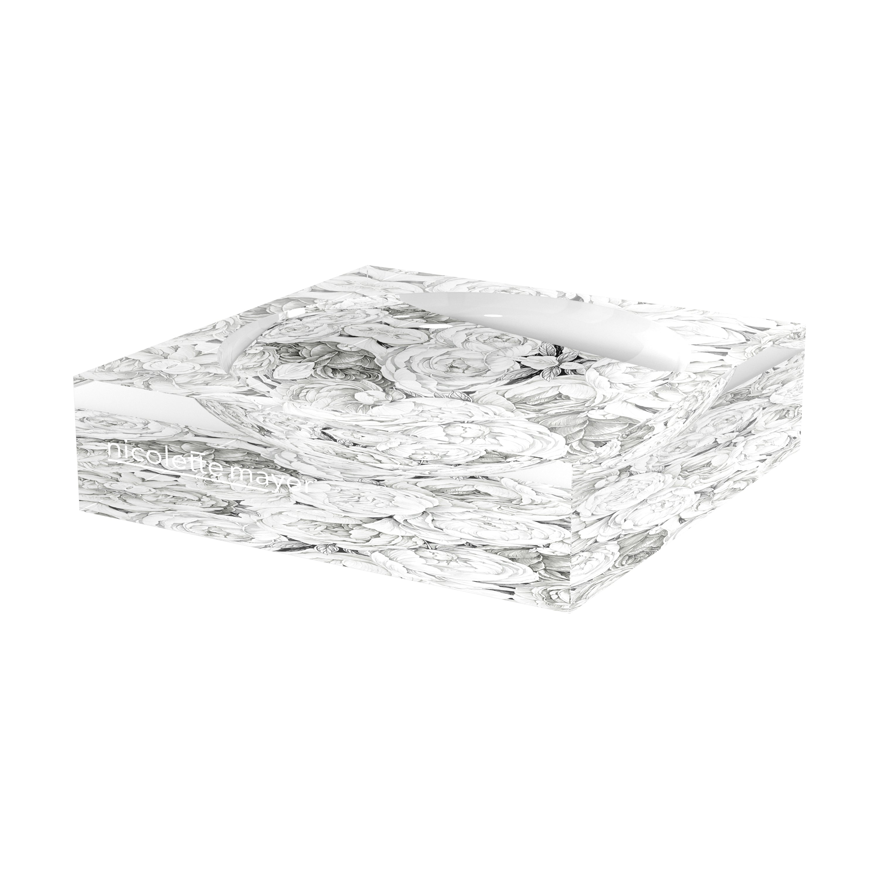 Peony Passion Black White Acrylic Candy Catchall Dish