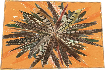 Pheasant Feathers Butternut Microfiber Rectangle Washable Rug - nicolettemayer.com