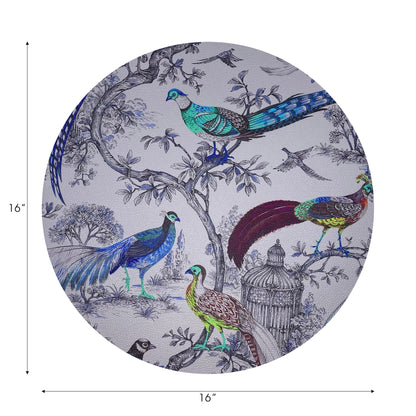 Pheasant Fall Sauvage Calme Vegan Leather Round Pebble Placemat