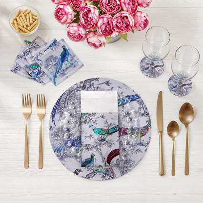 Pheasant Fall Sauvage Calme 16" Round Pebble Placemats, Set of 4 - nicolettemayer.com
