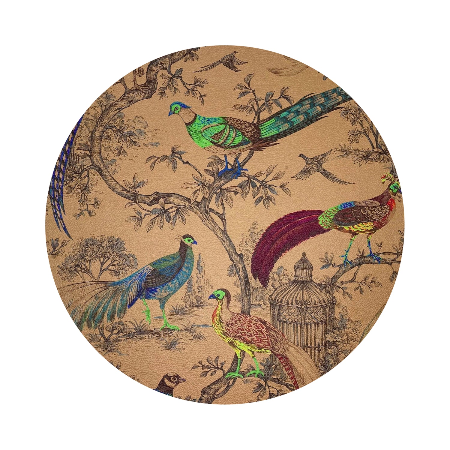 Pheasant Fall Sauvage Mustard 16&quot; Round Pebble Placemats, Set of 4 - nicolettemayer.com
