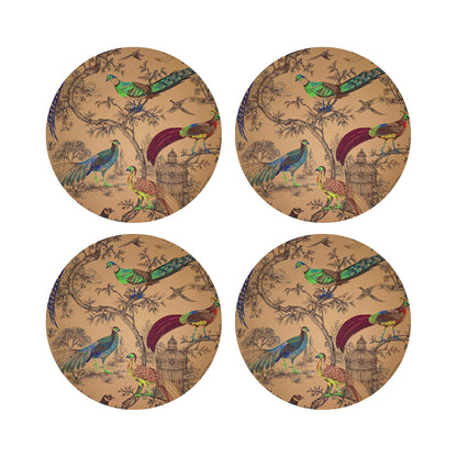 Pheasant Fall Sauvage Mustard 16&quot; Round Pebble Placemats, Set of 4 - nicolettemayer.com
