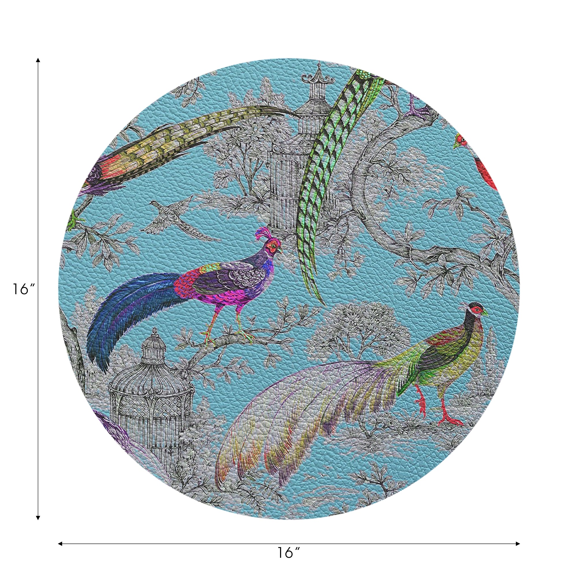 Pheasant Fall Sauvage Orleans Vegan Leather Round Pebble Placemat