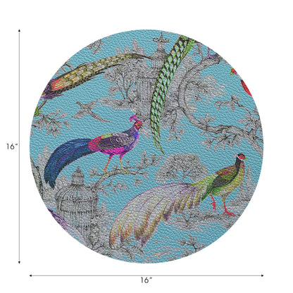 Pheasant Fall Sauvage Orleans Vegan Leather Round Pebble Placemat
