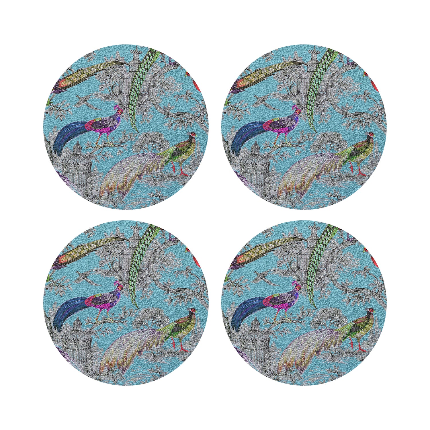 Pheasant Fall Sauvage Orleans 16&quot; Round Pebble Placemats, Set of 4 - nicolettemayer.com
