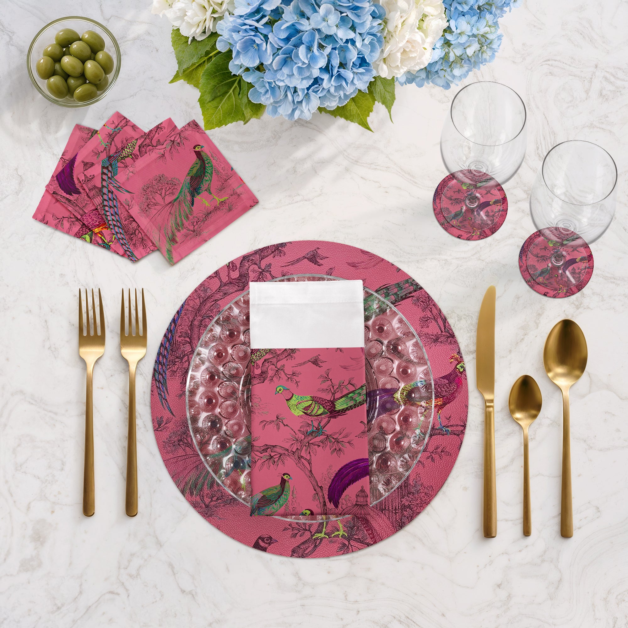 Pheasant Fall Sauvage Paprika 16" Round Pebble Placemats, Set of 4 - nicolettemayer.com
