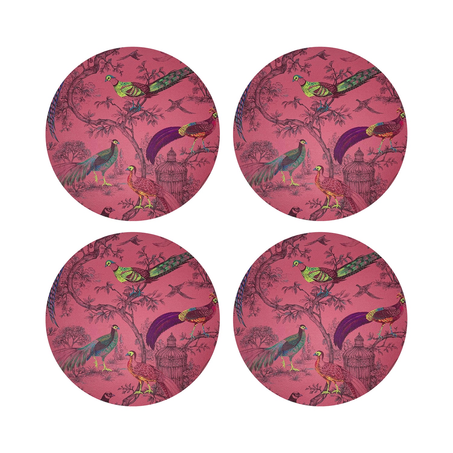 Pheasant Fall Sauvage Paprika 16&quot; Round Pebble Placemats, Set of 4 - nicolettemayer.com
