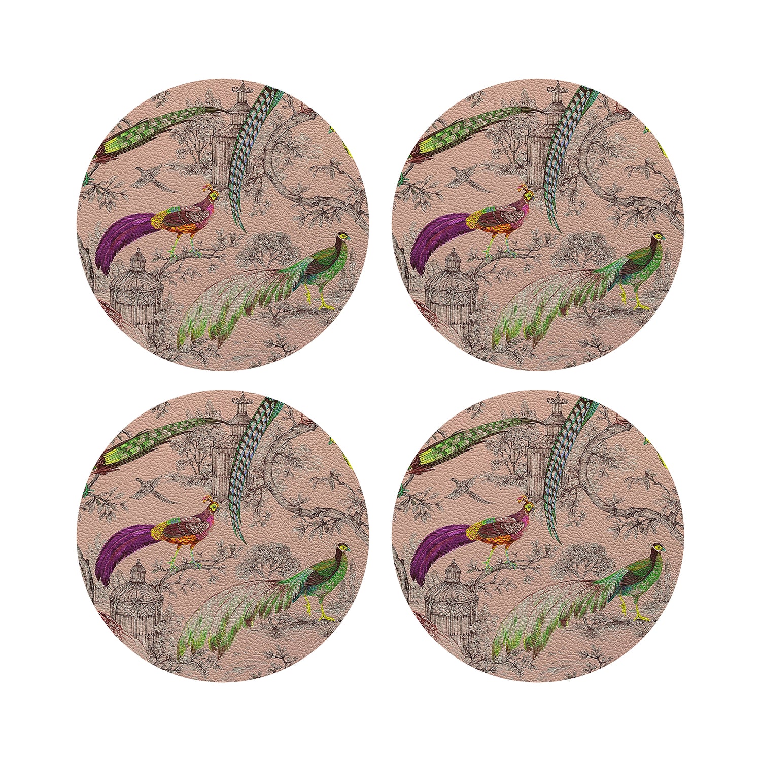 Pheasant Fall Sauvage Savannah 16&quot; Round Pebble Placemats, Set of 4 - nicolettemayer.com
