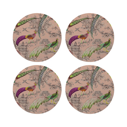 Pheasant Fall Sauvage Savannah 16&quot; Round Pebble Placemats, Set of 4 - nicolettemayer.com
