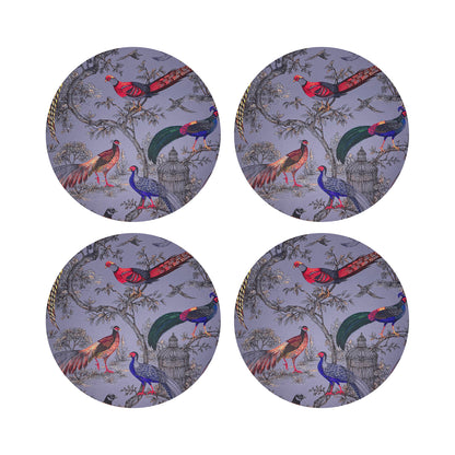 Pheasant Fall Sauvage Silver 16&quot; Round Pebble Placemats, Set of 4 - nicolettemayer.com
