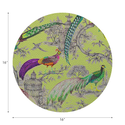 Pheasant Fall Sauvage St Germain Vegan Leather Round Pebble Placemat