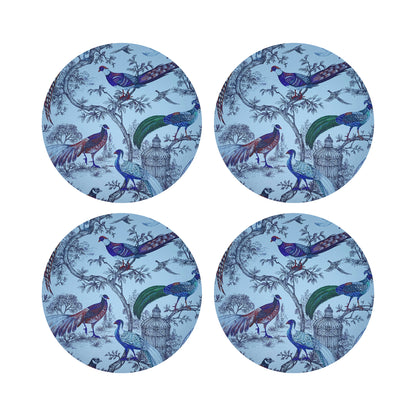 Pheasant Fall Sauvage Orleans Vegan Leather Round Pebble Placemat
