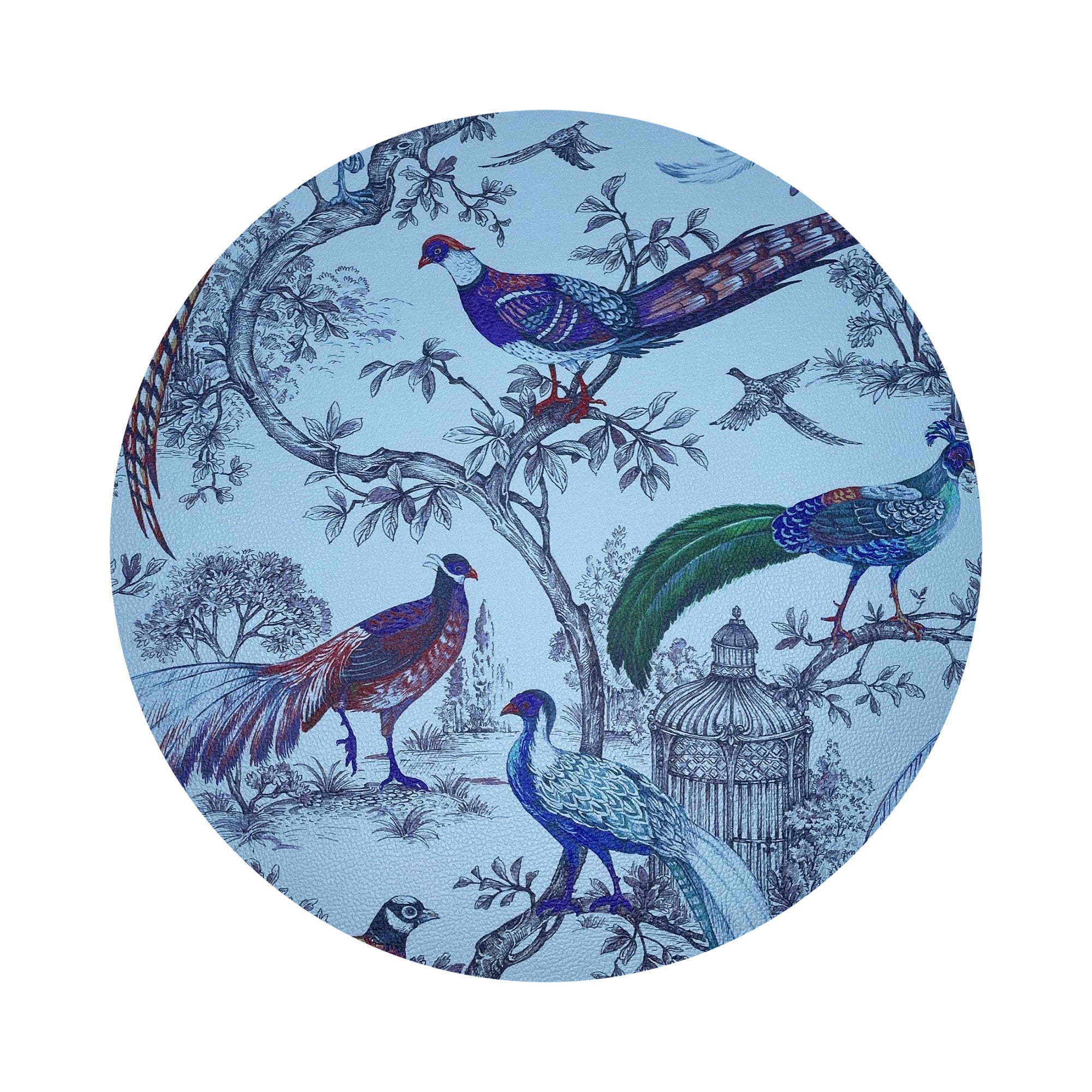 Pheasant Fall Sauvage Orleans Vegan Leather Round Pebble Placemat