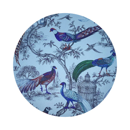 Pheasant Fall Sauvage Orleans Vegan Leather Round Pebble Placemat