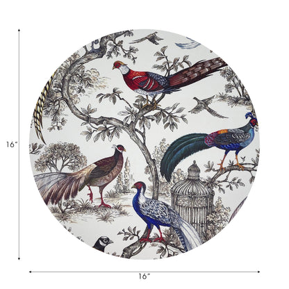 Pheasant Fall Sauvage White Vegan Leather Round Pebble Placemat