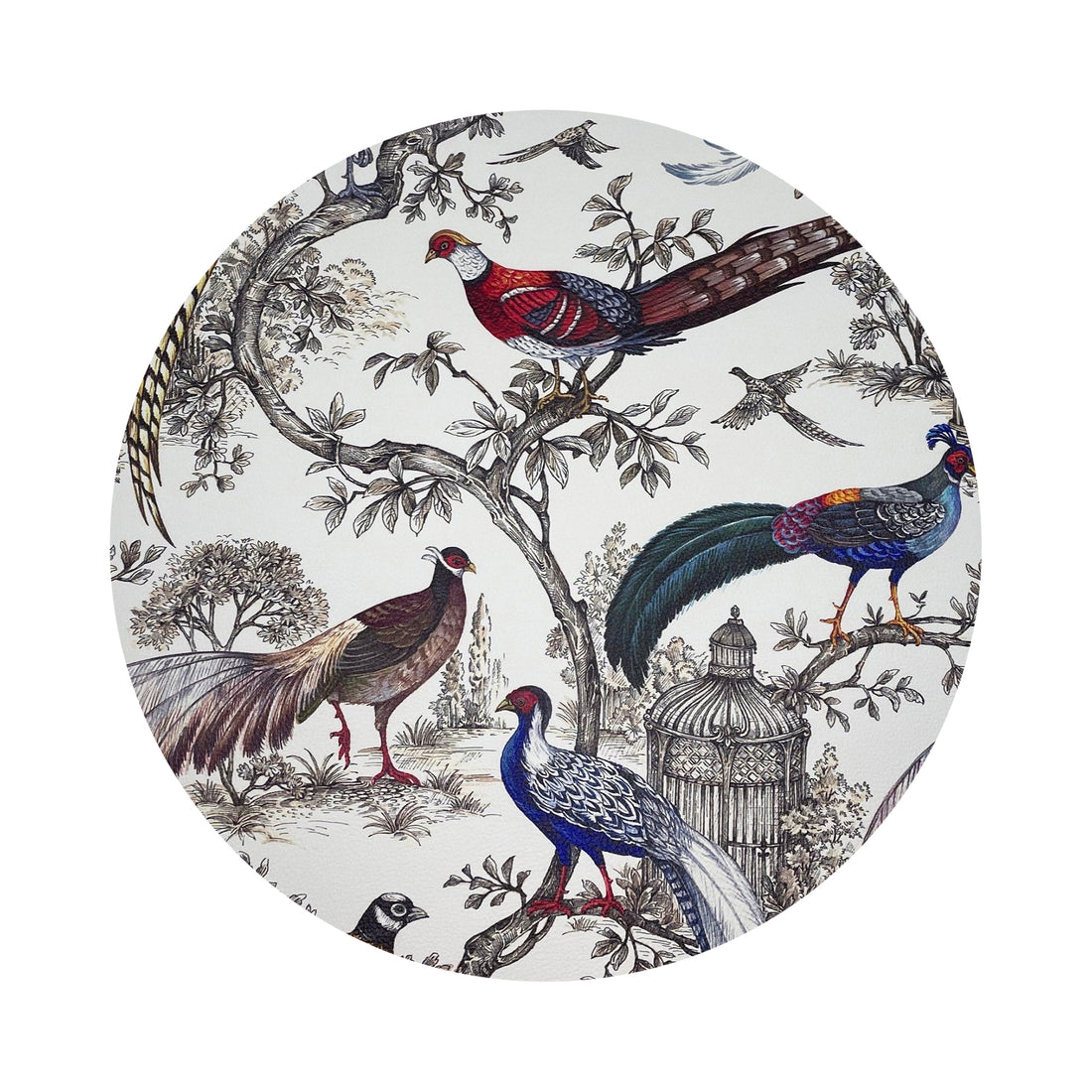 Pheasant Fall Sauvage White 16&quot; Round Pebble Placemat, Set of 4 - nicolettemayer.com