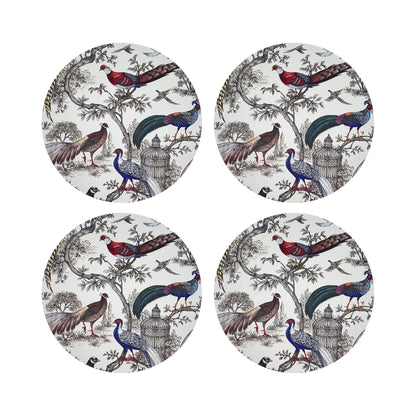 Pheasant Fall Sauvage White 16&quot; Round Pebble Placemats, Set of 4 - nicolettemayer.com
