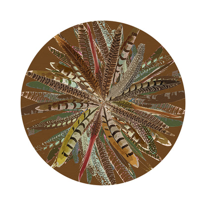 Pheasant Feathers Brown 16&quot; Round Pebble Placemats, Set of 4 - nicolettemayer.com
