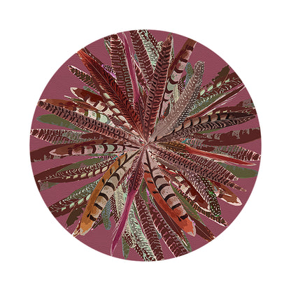 Pheasant Feathers Mauve 16&quot; Round Pebble Placemats, Set of 4 - nicolettemayer.com
