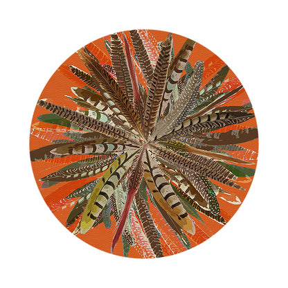 Pheasant Feathers Orange 16&quot; Round Pebble Placemats, Set of 4 - nicolettemayer.com
