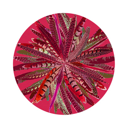 Pheasant Feathers Plum 16&quot; Round Pebble Placemats, Set of 4 - nicolettemayer.com
