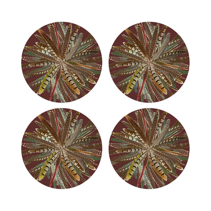 Pheasant Feathers Porto 16&quot; Round Pebble Placemats, Set of 4 - nicolettemayer.com
