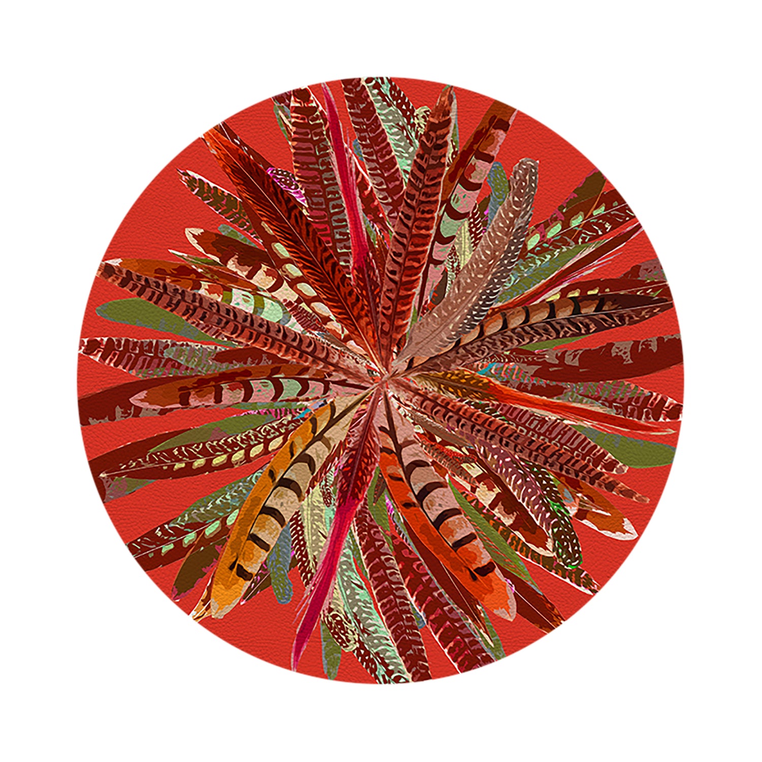 Pheasant Feathers Pumpkin 16&quot; Round Pebble Placemats, Set of 4 - nicolettemayer.com
